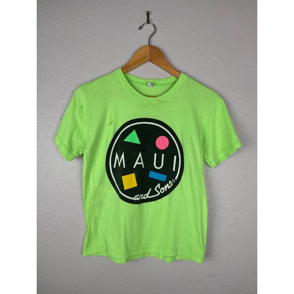 Vintage Maui and Sons Neon Green Tee Surf Core Skate Style Sz.S - Picture 1 of 5